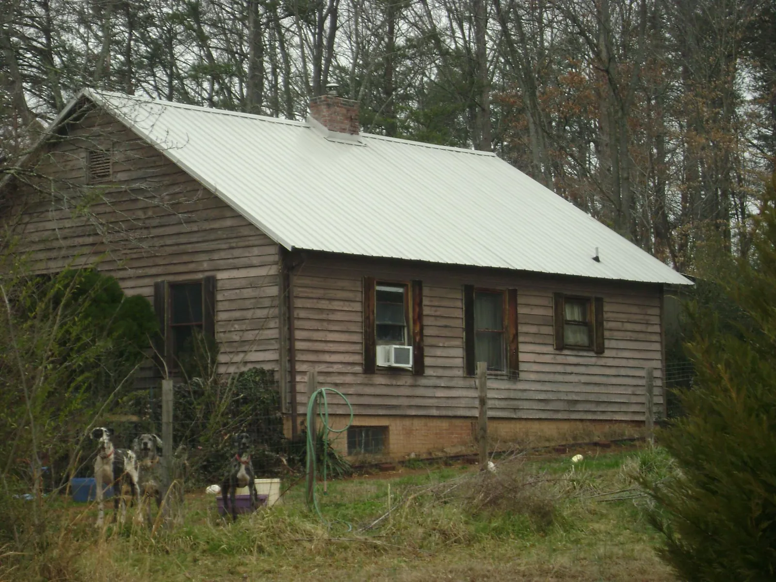White metal roof on an old wood sided farmhouse, from a Asphalt Shingle Roof Repair job in Starford